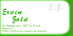 ervin zold business card